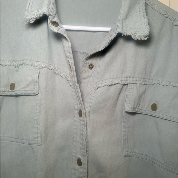 Davi & Dani Rock & Roll snap button down denim style distressed worn once sz S - Picture 4 of 8